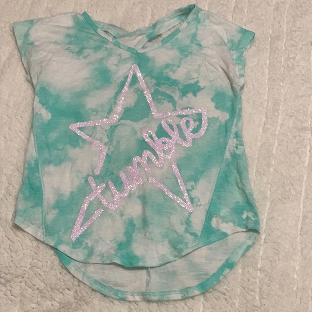 SO Green and White Short Sleeve Tee with Star Design